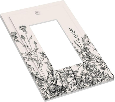 Herbs Plant Wild Flowers Decorative Light Switch Cover, 1 Gang Rocker/Decorator Wall Plate for Home Decor