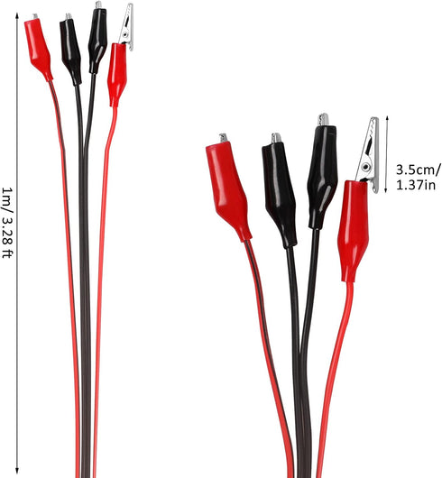 4 Groups 1M Alligator Clips Electrical, Insulated Test Leads with Double-ended Jumper Wires for Testing