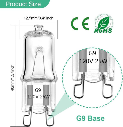 G9 Bulbs 25W 120V T4 (12 Pack) Bulb Bulbs, 2700K, Dimmable TAIYALOO Halogen Light JCD Type Bi-Pin Xenon Small Light