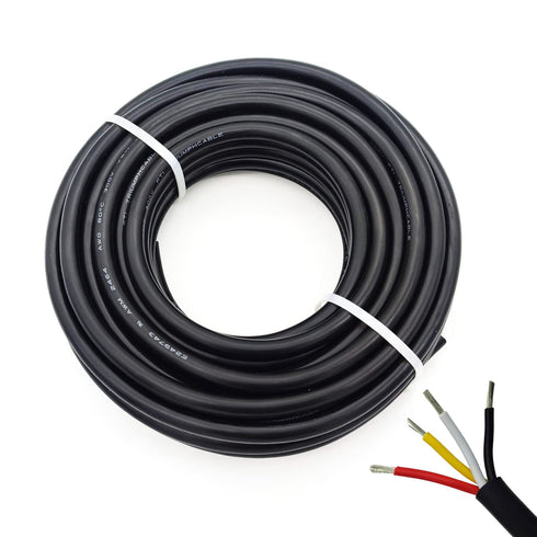 18AWG UL2464 Power Cable, Stranded Electrical Wire Red, Black, Yellow, White 4 Conductors (25ft)