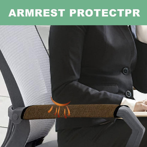 Linen Office Chair Arm Covers, Adjustable Desk Chair Armrest Protector, Set of 2 (Brown)