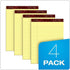 Esselte Corporation Perforated Pads, Legal, 50 Sheets, 8 1/2" x 11 3/4", 4/Pack, Canary