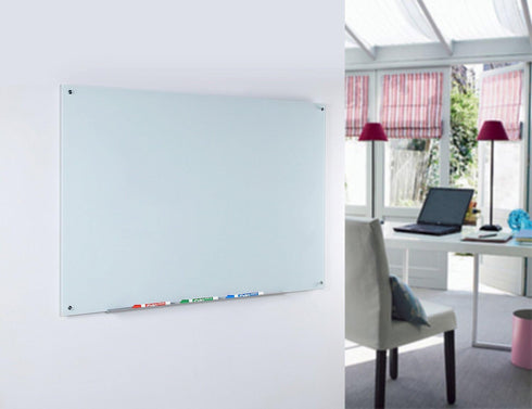 Audio-Visual Direct White Glass Dry-Erase Board Set - 2' x 1.5', Includes Hardware & Marker Tray (Non-Magnetic)