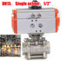 FFIHAKL 1/2" Pneumatic Actuated Ball Valve NPT, Pneumatic Ball Valve Spring Return Stainless Steel, for Food Brewery