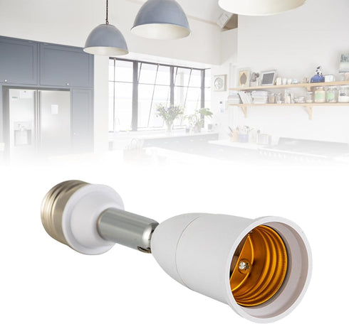 1Pc White E26/E27 Light Bulb Socket Extender Adapter, 180 Degree Bendable Light Fixture Converter