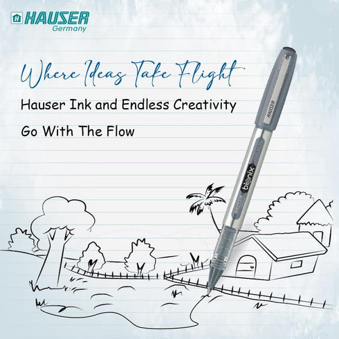 HAUSER BIONIX Liquid Ink Pens, 0.7 MM Black Ink, 5 Pc Pack for Writing, School, Note Taking Supplies