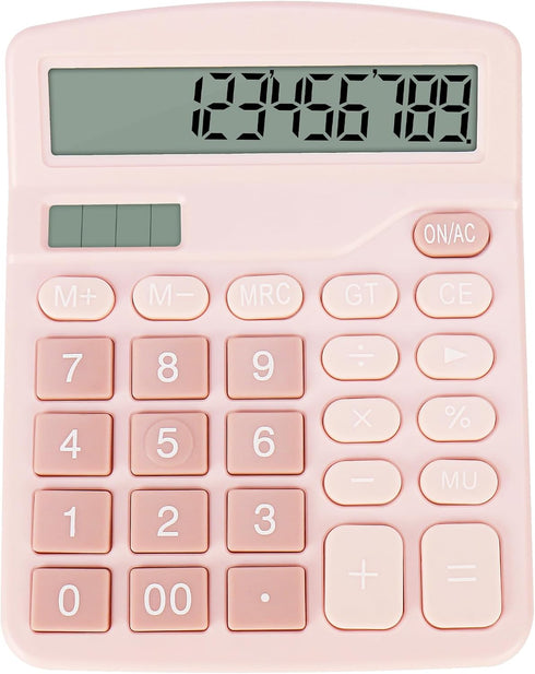Desktop Calculator, Battery and Solar, Big Buttons Easy to Press for Office, Large Display