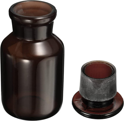 PATIKIL 125mL Reagent Media Bottle, 1Pcs Round Wide Mouth Glass Storage Bottle with Amber Cap