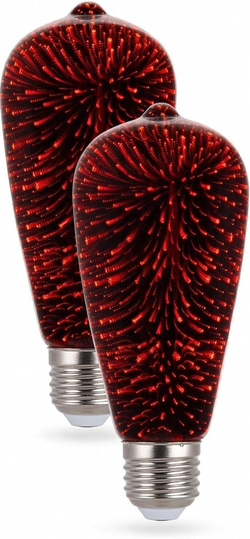 3D Bulb ST19 Lightbulb Bulb SLEEKLIGHTING Red Fairy Like Firework Light with Galaxy Inspired Light LED Medium Base