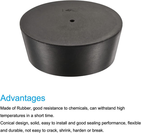 MECCANIXITY Rubber Tapered Plug Black 75mm to 90mm with Hole Test Tubes Bungs Stopper for Lab Home