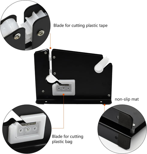 Heavy Duty Poly Bag Sealer Tape Machine, Steel Bag Sealing Dispenser for Fruits, Greens & Meat Packaging