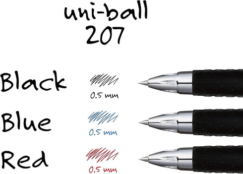 Uni-Ball Signo 207 Gel Pen, 12 Pack, 0.5mm, Black Writing Instrument