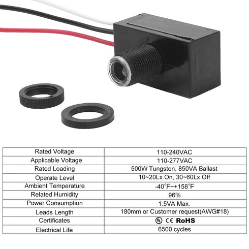 4 Pack Outdoor Photo Control Sensor, Dusk to Dawn Auto On/Off Hard-Wired Lamp Post Photoelectric Switch Sensor