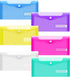Sooez 24 Pack Clear Plastic Pencil Pouch, Poly Envelopes File Bag with Label Pocket for A6 Size Files