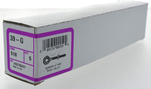 The Hillman Group 518 Eyebolts with Nuts, 5/16 x 5-Inch, 5-Pack, Zinc