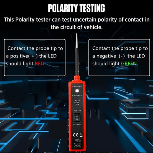 Power Circuit Probe Tester with Overload Protection, Polarity Identify Continuity Short Circuit Tester, 6-24V