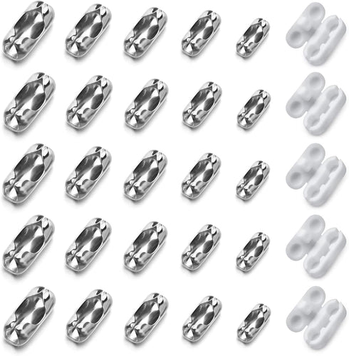30pcs Replacement Blind Pull Cord Connector, Stainless Steel Ball Chain Clasps for 3.2/4.0/4.5/5/6.0mm Chains