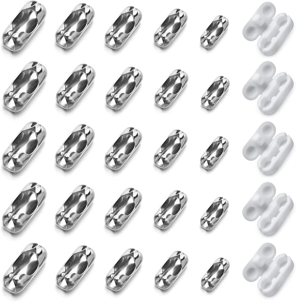 30pcs Replacement Blind Pull Cord Connector, Stainless Steel Ball Chain Clasps for 3.2/4.0/4.5/5/6.0mm Chains