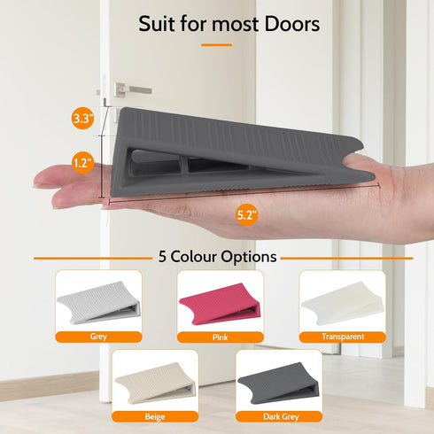 Original Patented Door Stoppers, Optish Non Slip Rubber Door Stop Wedge for Carpet, Hardwood, and Tile