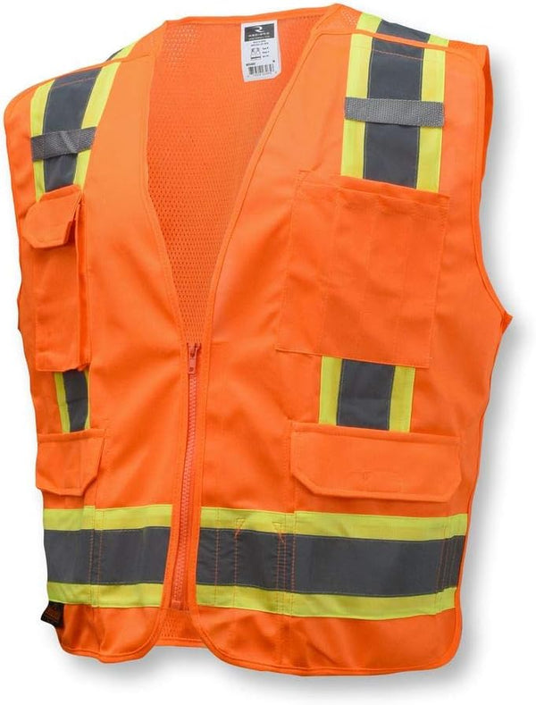 Radians SV46O4X Class 2 Breakaway Survey Safety Vests, Two Tone Orange, 4 Extra Large