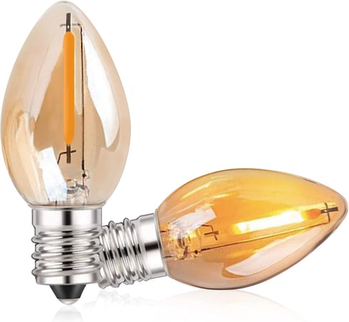 C7 LED Night Light Bulbs, 0.5W, E12 Candelabra Base, Warm 2200K Equivalent, 2 Pack