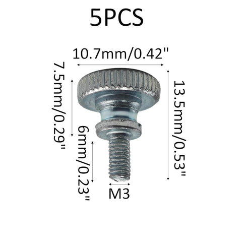 STFRBTH 5PCS M3 6mm x Thumb Screws, Flat Knurled Head Threaded Fasteners for Monitor Mount, TV Wall Bracket