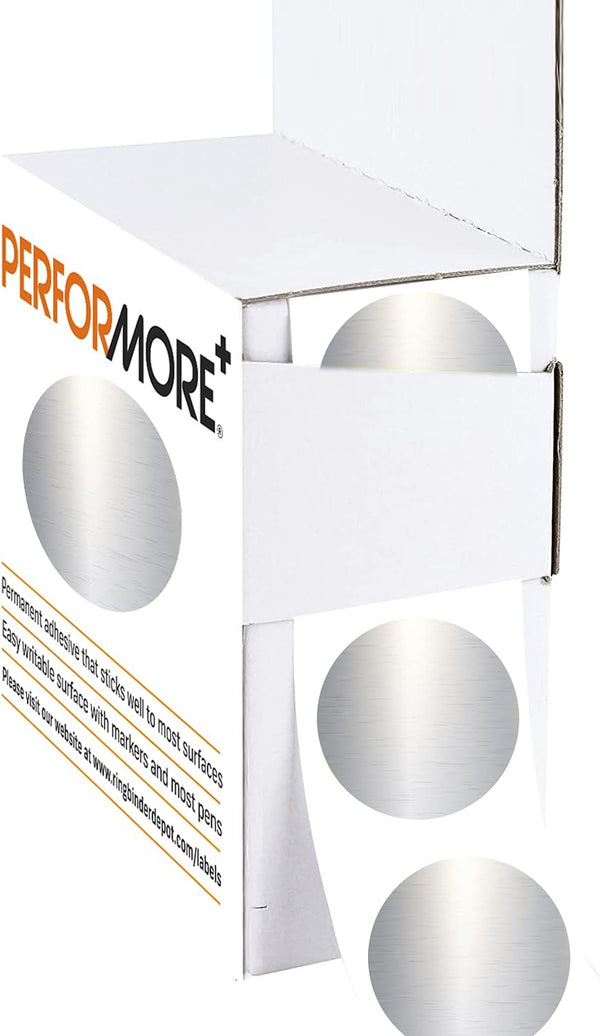 Performore 1 Inch Matte Silver Dot Labels, 1000 Stickers per Roll, Easy Peel Round Color Coding Labels for Organization