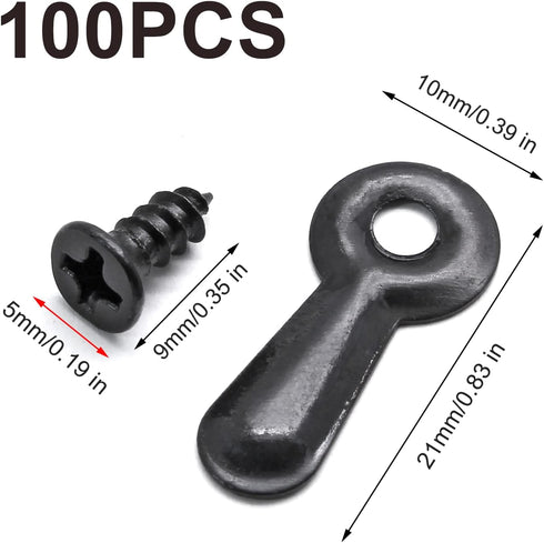 100 Pieces Picture Frame Turn Button Fasteners Set with 100 Pieces Screws, Picture Frame Backing Clips Hardware for Hanging Pictures, Craft, Photos (Black)