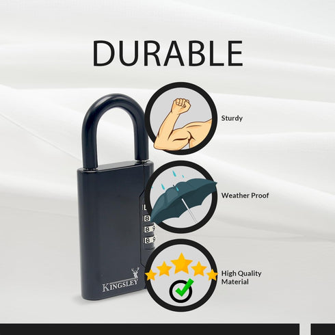 Kingsley Guard-a-Key Black Realtor's Lockbox | Portable Resettable Hanging Key Safe Combination Lock Box for House