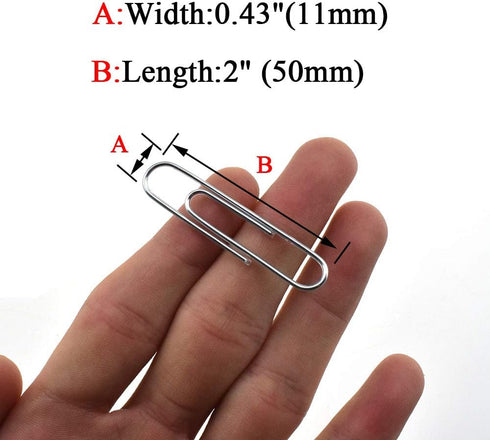 HAHIYO Large Paper Clips, 2 inches Length Silver Vinyl Coated Paperclips, Sturdy for Bookmark Organizing Home Office 80
