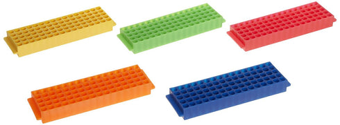 Heathrow Scientific HD29025G 5 Piece Polypropylene 80 Well Microtube Rack Assorted Colors Set