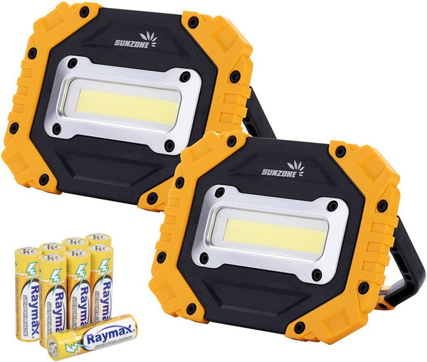 sunzone Portable LED Work Light,AA Battery Powered Flood Lights,Super Bright Workshop Job Site