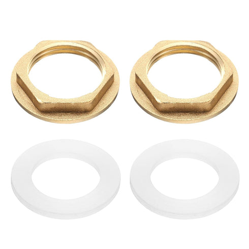 uxcell 2Pcs Brass Lock Nuts Pipe Fitting, G3/4"-14 Female Hex Locknut, Flange Single