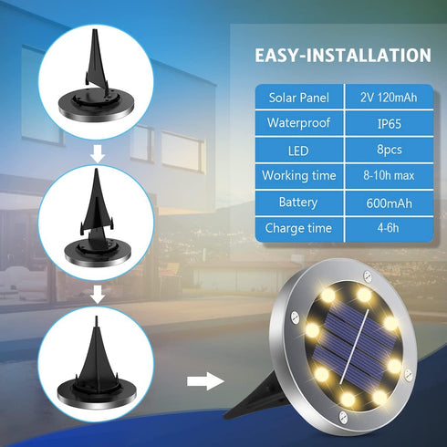 12 Pack OULONGER Solar Lights Outdoor Waterproof, Solar Ground Lights with Large Capacity Battery, High Efficiency