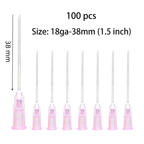 100 Pcs 1.5Inch Industrial Dispensing Accessories, for Measuring and Refilling, Inks, Plants, Industrial, Lab, Glue (Pink 18Ga)