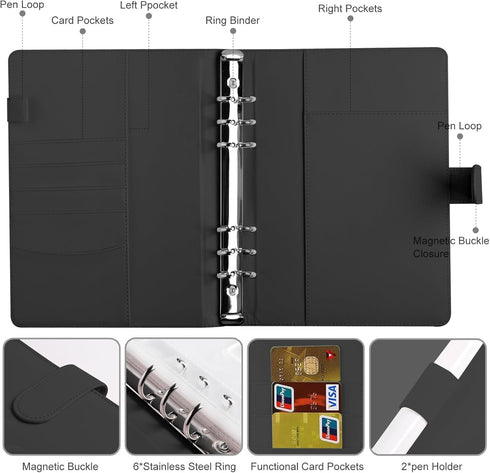Money Saver Budget Binder Book with Pouches, 100 Envelope Challenge Binder with Numbers, A5 Money Budget Envelopes for