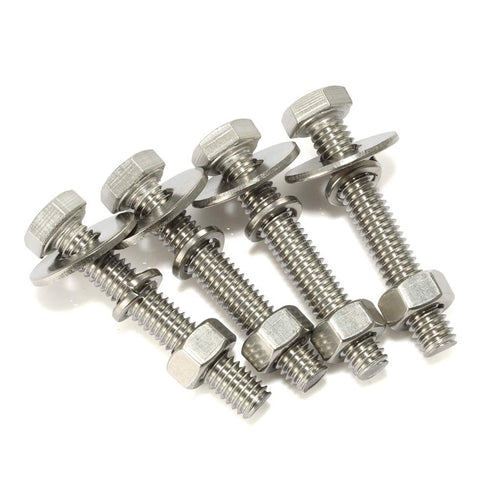 3/8-16 x 3 Hex Head Bolts with Hex Nuts and Washers, Fully Threaded Stainless Steel, 4 Sets