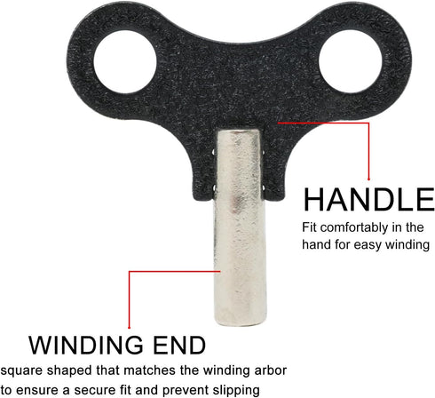 Yueton 2 Pack Clock Winding Key, Antique Floor Clock Repair Kit with Metal Winding Chain Tool