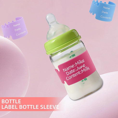 Pretwad 6 (6 PCS Reusable Silicone Baby Bottle Labels & Sippy Cup Bands for Daycare - Waterproof Write and Reuse Name