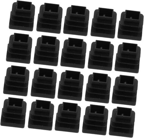 PRETYZOOM 30pcs Thickened Black Square Plastic End Caps Tubing Plugs 15x15mm Chair