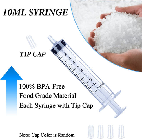 100 Pack 10ml Syringes with Cap, Luer Slip Tip, 10cc syringe Whole Pack Bulk Sterile Sealed, No Needle