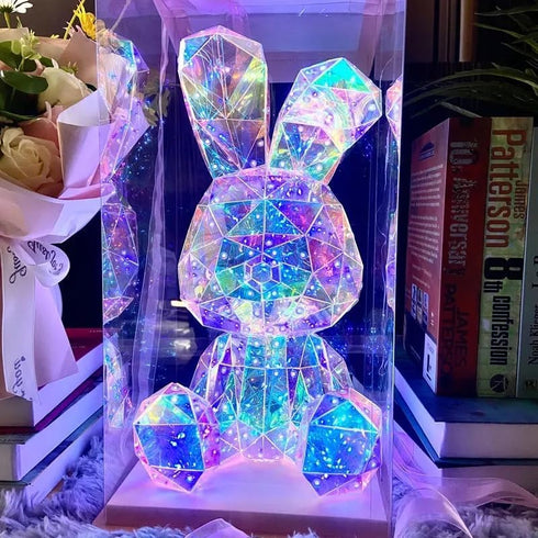 Aladdinas LED Teddy Bear Night Light, Holographic Iridescent Design, Nursery Decor Display Box