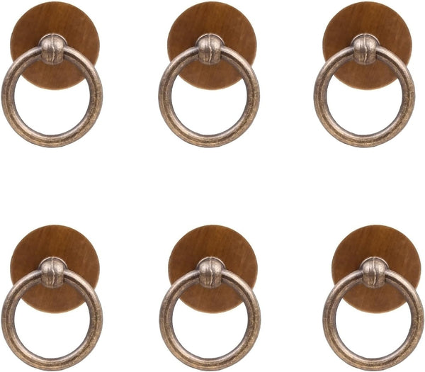 Headsitg 6 Pcs Ring Drawer pulls,Retro Style Bronze Hangin Ring Cabinet Drawer Pull,Zinc