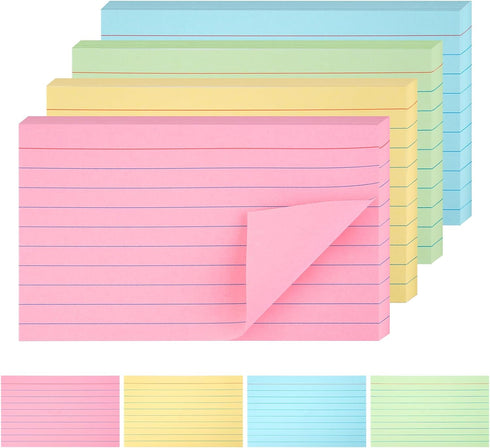 WINKIO Colored Index Cards, 200 Count Note Cards,150gsm Heavy Weight College Ruled Colored