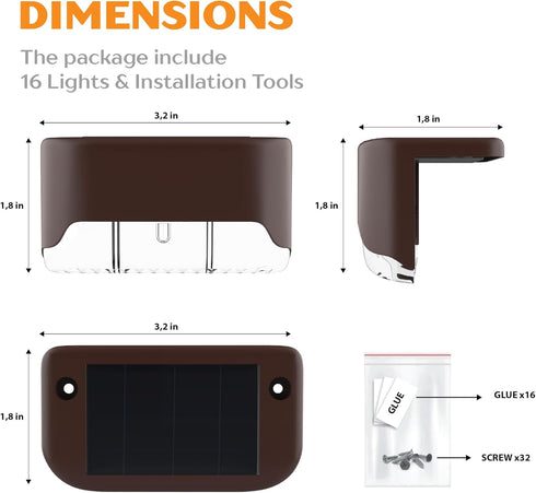 16 Pack, Solar Deck Lights Outdoor Peel And Stick Deck Railing Lights, Long-lasting & Durable Waterproof For Outdoor