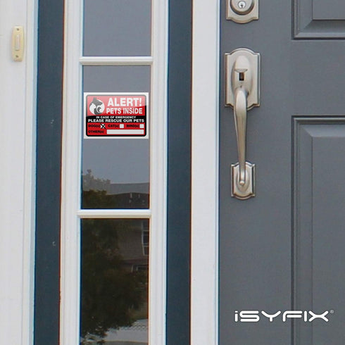 iSYFIX Alert Pets Inside Signs Stickers – 4 Pack, 7x5 Inch, Premium Self-Adhesive Vinyl for Indoor/Outdoor