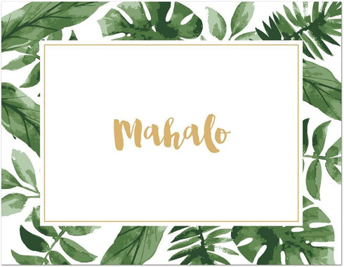 MyExpression.com 50 Count Watercolor Palm Leaves Thank You Cards - Hawaiian Style