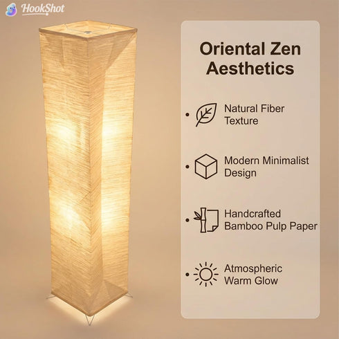 Generic (1 Pack) Japanese Paper Floor Lamp Shade - Foldable Replacement Shade for Modern Floor Lamps, Minimalist Rice