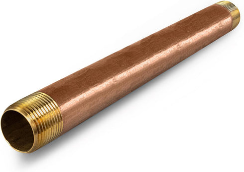 12" Long Brass Nipple Pipe Fitting, 1/2" Nominal Diameter, NPT Ends