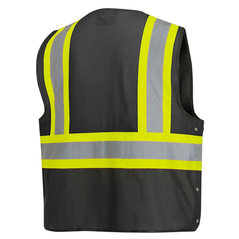 Pioneer Safety Vest for Men, Hi Vis Reflective Solid Neon, 8 Pockets, Zipper, Adjustable for Construction, Traffic,